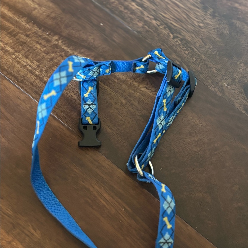 Blue Dog Pattern Argyle medium Harness